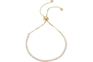 PAVOI 14K Gold Plated Cubic Zirconia Classic Tennis Bracelet for Women | Adjustable Slider