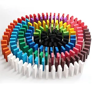 PULSBERY Non-Toxic Dominoes Building Blocks Game Set for 3-8 Years Old Kids Boys & Girls,Random Color (Pack of 100 Piece)