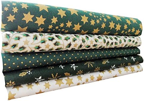 Christmas Fabric Cotton Craft Fat Quarter Bundle - Green Mix