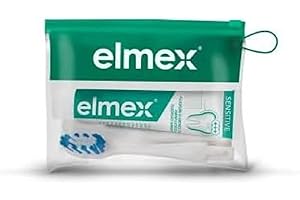 ELMEX - Kit de Voyage Sensitive - Brosse à Dents Souple + dentifrice Sensitive 12ml - Pour Dents Sensibles - Compact et Pratique