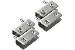 HEUSKAY Cerniere per porta in vetro, cerniera girevole a 90°, serratura a doppia apertura, serratura di sicurezza, vetro senza foratura, acciaio inox, adatto per vetro da 5 a 8 mm, 409 (doppia apertura