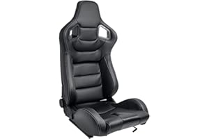 AUTO-STYLE AUTOSTYLE Sedile Sportivo 'RK' - Finta pelle Nero + Cucitura Argento - reclinabile doppia regolazione - incl. Slitte