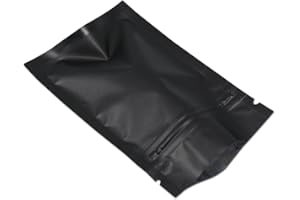 WACCOMT Pack 100 Morceaux Film Aluminium Paquet Sac Fermeture Éclair Top Plat Mylar Sachets Café Stockage (8x12cm (3.1x4.7 inch), Noir)