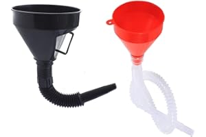 DO NOT APPLY Right Angle Flexible Plastic Funnel Set 2Pcs Universal Funnel Portable Gasoline Engine Funnel with Detachable Spout Attachments for Motorcycle Car Farm Machine Automotive（red/Black）
