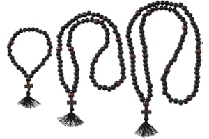 DICOSMETIC 3 corde da preghiera cristiana, ortodossa, in legno, Chotki, 30/80/100 nodi, perle di preghiera anglicane, con nappa, regalo religioso, per uomini e donne, colore nero
