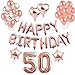 Produktbild 50th Geburtstag Dekorationen Rotgold, Luftballons Party Dekorationen Set, Rose Gold Alles Gute Zum Geburtstag Banner Stern Herz Folie Ballon Konfetti Latex Ballons für Party Supplies (50th)