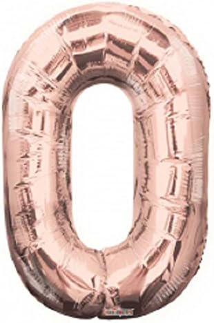 Large Rose Gold Metallic Number 0 Foil Helium Balloon 34"/87cm (Not Inflated)