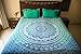 Produktbild folkulture tealtastic Mandala Betten mit 2 Kissen, Indian Bohemian Hippie Tagesdecke, Ombre Wandteppich für oder Beach Überwurf, Blau Queen Size Boho Bettwäsche verteilt