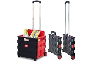GENERIC Multi-functional foldable trolley case Mobile shopping case with wheels Space-saving and easy to carry A must-have for home shopping, black red