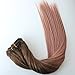 Silky Straight Rose Gold Ombre Highlights Balayage Hair Extensions of Clip in Extension Medium Brown Fading to Rose Gold Virgin Human Hair 120g/set (20 inch)