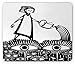 Produktbild BAOQIN Mauspad,Abstract Mouse Pad, Sketch Style Girl Watering a Garden of Watching Eyes Monochrome Illustration, Standard Size Rectangle Non-Slip Rubber Mousepad, Black and White