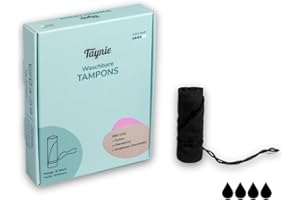‎TAYNIE Taynie Waschbare Tampons extra stark – Wiederverwendbare Tampons aus Bio-Baumwolle Alternative zu Einwegtampons, saugstark & hautfreundlich, mittel starke Blutung, 90 °C waschbar, mit Rückholbändchen