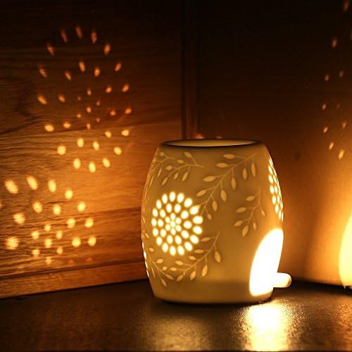 QCKJ Ceramic hollow incense burner candle oil furnace night light ball drum type incense burner creative home