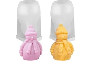 Sprinlot Stampo per Candele Natale, 2Pcs Silicone Stampo Pupazzo di Neve, 3D Stampi per Candele Natalizie, Stampi per Fabbricazione Candele, Regalo Natale Compleanno Amici di Famiglia
