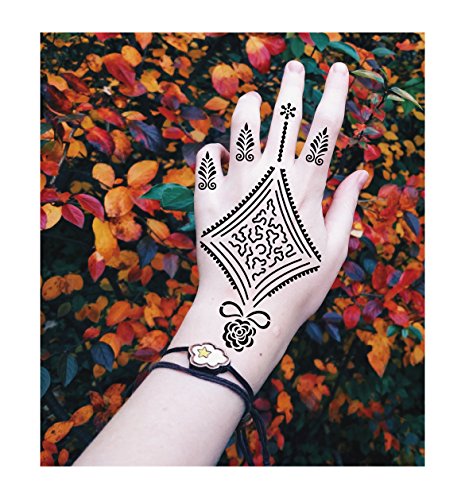 Henna Tattoo Schablone Vorlage 10 Sheet + 2 Henna Golecha Kegel Farbe schwarz Neela 10 Henna Bemalung - 4