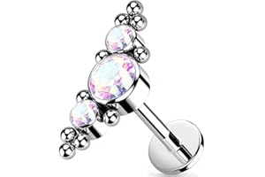 Paula & Fritz® Kolczyk typu labret, cyrkonia, tytan, klasa 23 kulki, wielokolorowy, grubość pręcika 1 mm, 1,2 mm, chrząstka Madonna Medusa Monroe