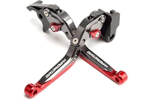 MTCRIGHTER Foldable Retractable Brake Lever Clutch Lever for Ducati Hypermotard 698 Mono RVE 2024, CNC Aluminum Alloy Made (Red)
