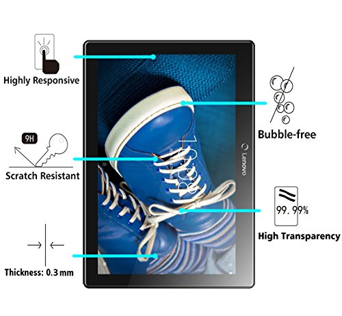 Lenovo TAB 2 A10-30F / A10-70 10.1“ Panzerglas Schutzfolie, iVoler® Premium Panzerglasfolie folie Displayschutzfolie Hartglas Gehärtetem Glas DisplayPanzerglas Schutzfolie Displayschutz Tempered Glass Screen Protector für Lenovo TAB 2 A10-30F / A10-70 10.1“ – 0,3mm Dünn, 9H Härtegrad, 2.5D Abgerundete Kanten – [Kratzfest] [Hohe Transparenz] [Fingerabdruck-frei] [Blasenfrei]-Lebenslange Garantie - 2