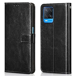 WOW Imagine Shock Proof Flip Cover Back Case Cover for Oppo A54 4G (Flexible | Leather Finish | Card Pockets Wallet & Stand | Black)