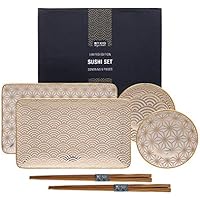 TOKYO design studio Limited Edition Gold Plate Nippon Set6 W/Chop Wave/21 x 13.5 Estrellas y 9.5 x 3 cm