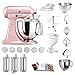 Produktbild KitchenAid Küchenmaschine Artisan, 5KSM175PS, Pasta Paket inkl. TOP Zubehör: Nudelvorsatz mit 3 Walzen, Pastapresse (kurz) mit 6 Aufsätzen, Nudeltrockner, Abdeckhaube und Standardzubehör (Seidenpink)