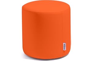 Avalon - Pouf Poggiapiedi Rigido CILINDRO Mamba, Puff Poggiapiedi Divano, Puffo in Similpelle per Interno ed Esterno, Comodo e Impermeabile, Made in Italy(35cm-Arancio)