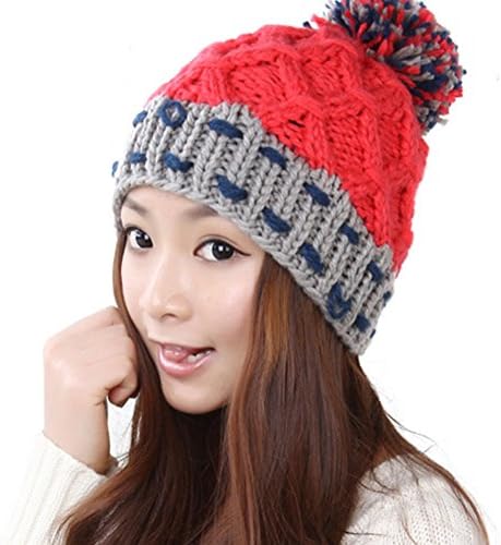 JIANCHIJY Korean-Style Ladies Hats Fashion Women's Cute Ball Hat Knitted Hat Woolen Yarm Hat-D One Size