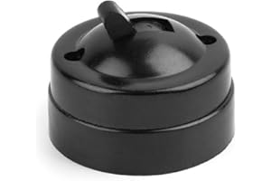 QLING Interrupteur mural, 2 pièces rondes à la mode rétro, surface simple mais puissante, interrupteur mural, déclencheur, convient à la maison ou à l'hôtel, taille libre, noir