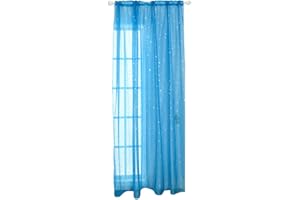 HOMOYOYO Rideau de Fenêtre en Voile Romantique Glitter Tulle Traitements de Fenêtre Rideaux Et Rideaux pour Le Salon de La Chambre des Filles des Enfants (100*200CM, Blue)