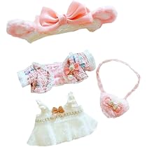 niannyyhouse Vêtements de poupée en peluche de 10 cm, robe de coiffe, tablier, noir et blanc, tenue de soubrette pour poupées, accessoires de déguisement