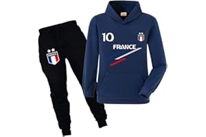 Xpialong Jogging Survêtement De Football France 2 étoiles Enfant Sweat à Capuche Avec Poche