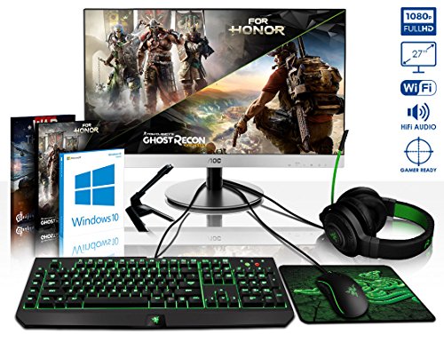 ‚VIBOX Legend Paket 12 Gaming PC mit Spiel War Thunder, 27 HD Monitor, 4.4 GHz Intel i7 Quad Core Prozessor, 2 x nVidia GeForce GTX 980 Ti SLI-Grafik, 500 GB SSD, 3TB Festplatte, 32 GB RAM, schwarz - 2