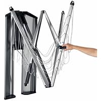 Brabantia 475924 - Tendedero de ropa plegable de pared Wallfix, con caja de almacenamiento en acero, 24 metros de cuerda, color gris metalizado