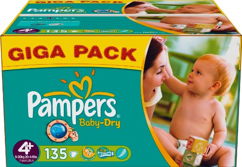 Pampers Baby Dry Size 4+ (Maxi +) Giga Pack 135 Nappies