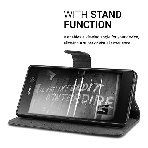 kwmobile Funda para Sony Xperia M5 - Carcasa de  Cuero sint  tico  con dise  o Don t Touch my Phone - Case con  Tarjetero 