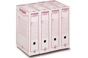 LEMA-NET 32 SCATOLE per ARCHIVIO STORAGE (1601) A4 8.5X31.5X22.3CM CARTONE RIGIDO BIANCO STAMPATO con fori di presa archivio ufficio faldone studio archiviazione LEMA