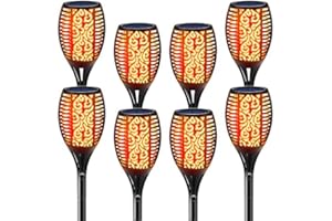 Boadw Solar Light Garden Outdoor, 96 LED Solar Flame Light étanche ip65, lampe solaire à flamme clignotante avec interrupteur de voiture, pour jardin, terrasse, balcon, entrée, fête, Festival 8 PCS