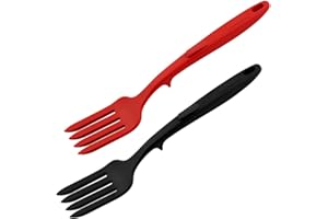 Jagowa 2pcs Silicone Fork, Black, 29.5cm, Nonstick, Dishwasher Safe, Heat Resistant (-40 to 230°C), Multifunctional Cooking Fork