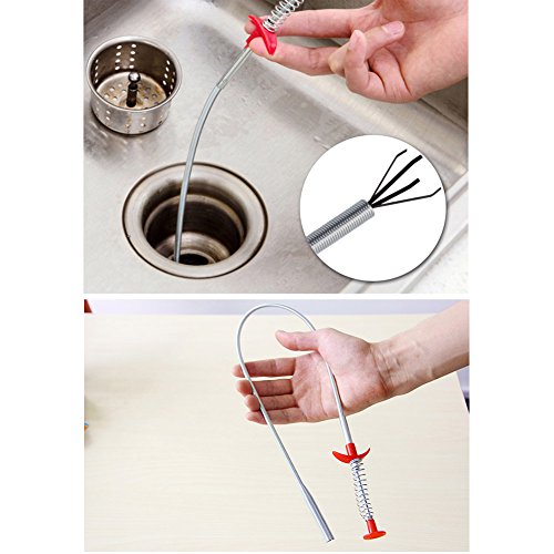 (60cm / 51cm) 7 Stk Abflussreiniger Abfluss verstopft reinigen Rohrreinigung Duschabfluss Haare Entferner Drain Remover Reinigungs Tool für Küche / Waschbecken / Badewanne - 5
