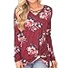 Produktbild KingProst-Herbst Langarmshirt Damen V Ausschnitt Rot Hemd Floral Bedruckt Oberteil Elegant Langarm T-Shirt Chic Mode Criss Top