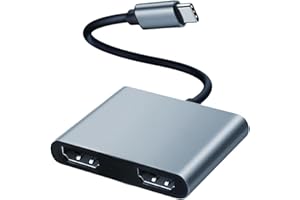 NCGGY USB C auf Dual HDMI Hub Adapter 4K@60Hz,Type C zu HDMI Adapter 2 Monitore Erweitern Einzel 4K@60Hz und Duales 4K@30Hz,für M-acBook/M-aBook Pro Air/i-Pad Pro/Dell XPS13/15,(Only on Windows Support MST)