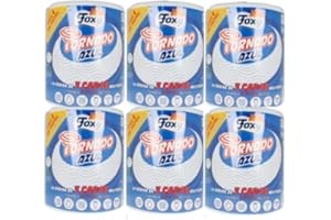 Foxy Tornado Azul Papel Multiusos, 1 Kg de papel(cada una), 340 servicios por cada rollo, Certificación PEFC,Paquete reciclable producido con plástico reciclado- 6 unidades