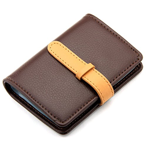 Ducomi® - Walton - Porte cartes de crédit, cartes de visite de poche en éco cuir avec 26 compartiments - idée cadeau Noël homme ou femme, marron (Marron) - 0644766103805