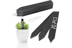 WLWNWFT Plant Labels Slate for Outdoor Plants Seedlings with 2 Chalk Pencils, Garden Plant Name Tags Waterproof for Seed Herb Seedling Vegetable Flower Potted Plants(10 Pcs, 7.8in)
