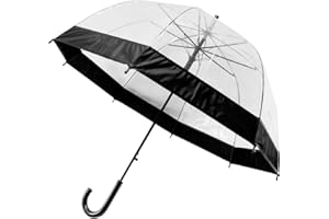 VIVAAS 23" Clear See Through Dome Umbrella Ladies Transparent Walking Rain Brolly Strong, Lightweight, Transparent, Waterproof Wedding Umbrella for Bride for Women Classy