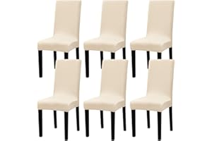 ‎MAFUDOXI mafudoxi Stuhlhussen 6er Set, Stretch Abnehmbare Waschbar Stuhlbezug, Stretch Stuhlhusse mit Gummiband, für Hotel, Bankett, Restaurant, Haus, Party, Hochzeit(Beige, 6Stück)