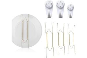 UYVPAER Paquete de 3 Colgadores para Platos, 6/8/10in Soporte para Platos de Pared Acero Inoxidable Soporte de Pared para Exhibición de Platos para Decoración Platos Artes Antiguas