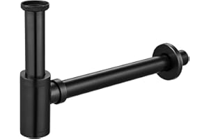Siphon Bottle Trap 32mm G1-1/4" for Universal Plumbing System Bathroom Washbasin Sink & Washstand KEOKBON P-Trap with Extension Tube Brass Adjustable Odor Trap Robust Orb Black