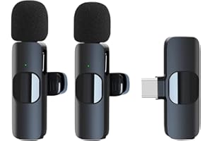 Ryzwoc Microphones sans Fil pour Android, Microphone Bluetooth à Clipser sans Fil, Mini Microphone Cravate pour Enregistrement vidéo, Diffusion en Direct, Vlog, Youtube, TikTok (2 micros)