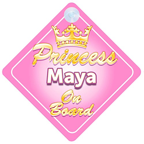 Crown Princess Maya On Board Personalised Baby / Child Girls Car Sign